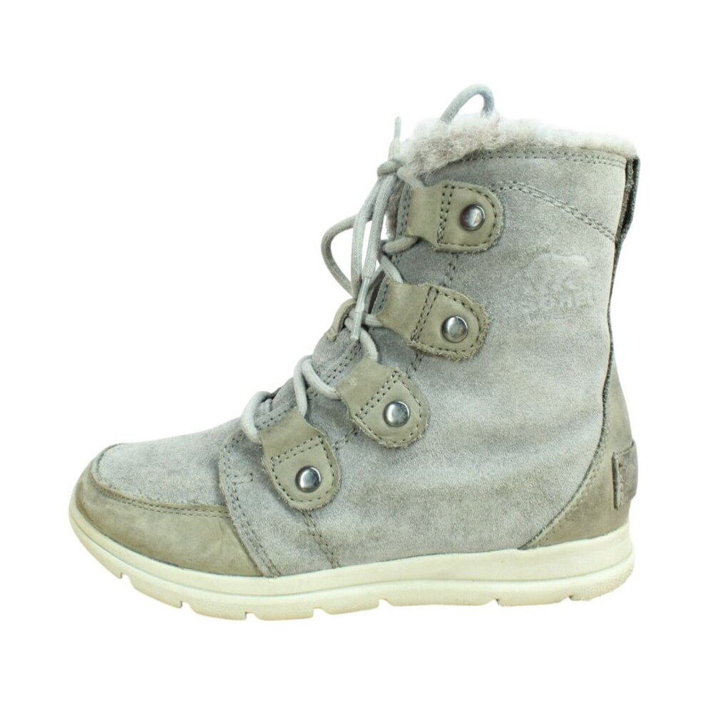 Sorel Explorer Joan Gray Leather Winter Boot Size 6
